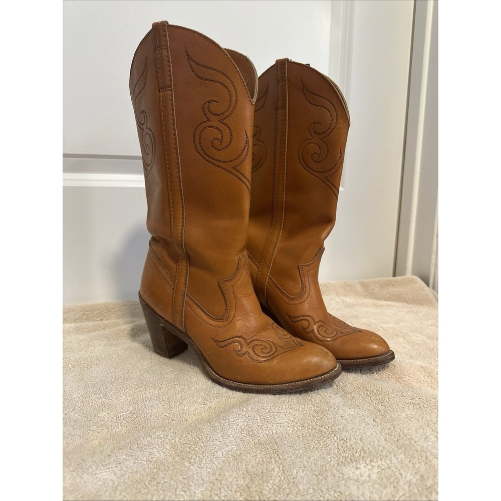Vintage Western Dingo Boots Leather Heeled Rodeo Embroidered Cowboy Women's SZ 7